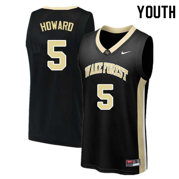 Youth #5 Josh Howard Wake Forest Demon Deacons College Basketball Jerseys Sale-Black